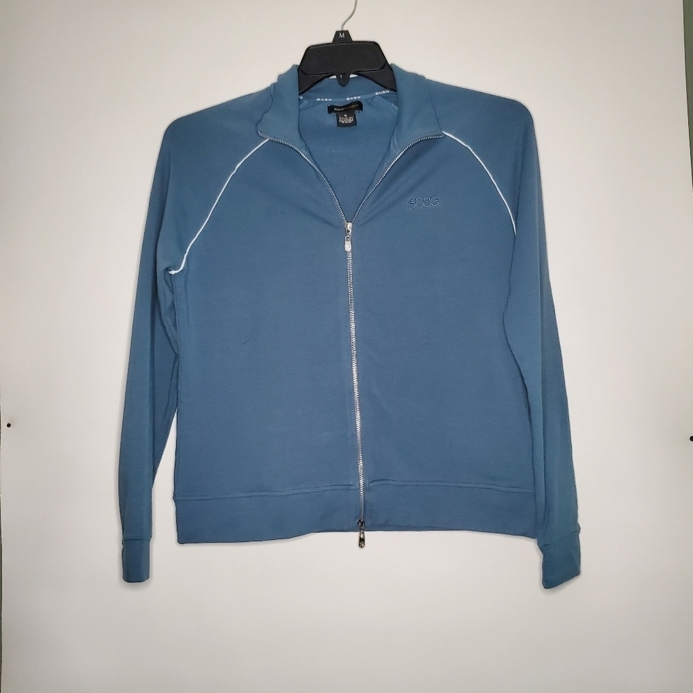 BCBGMaxAzria Blue Hoodie Sweatshirt Full Zip Womens Size XL